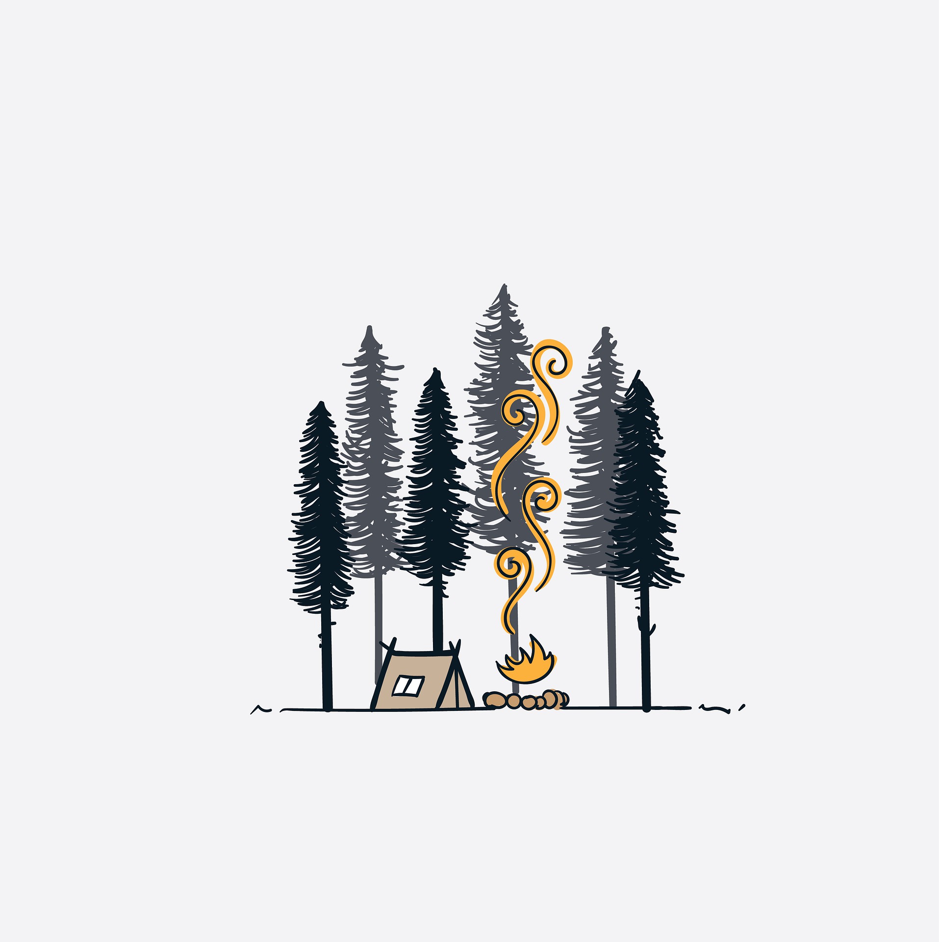 帐篷, 营, 树