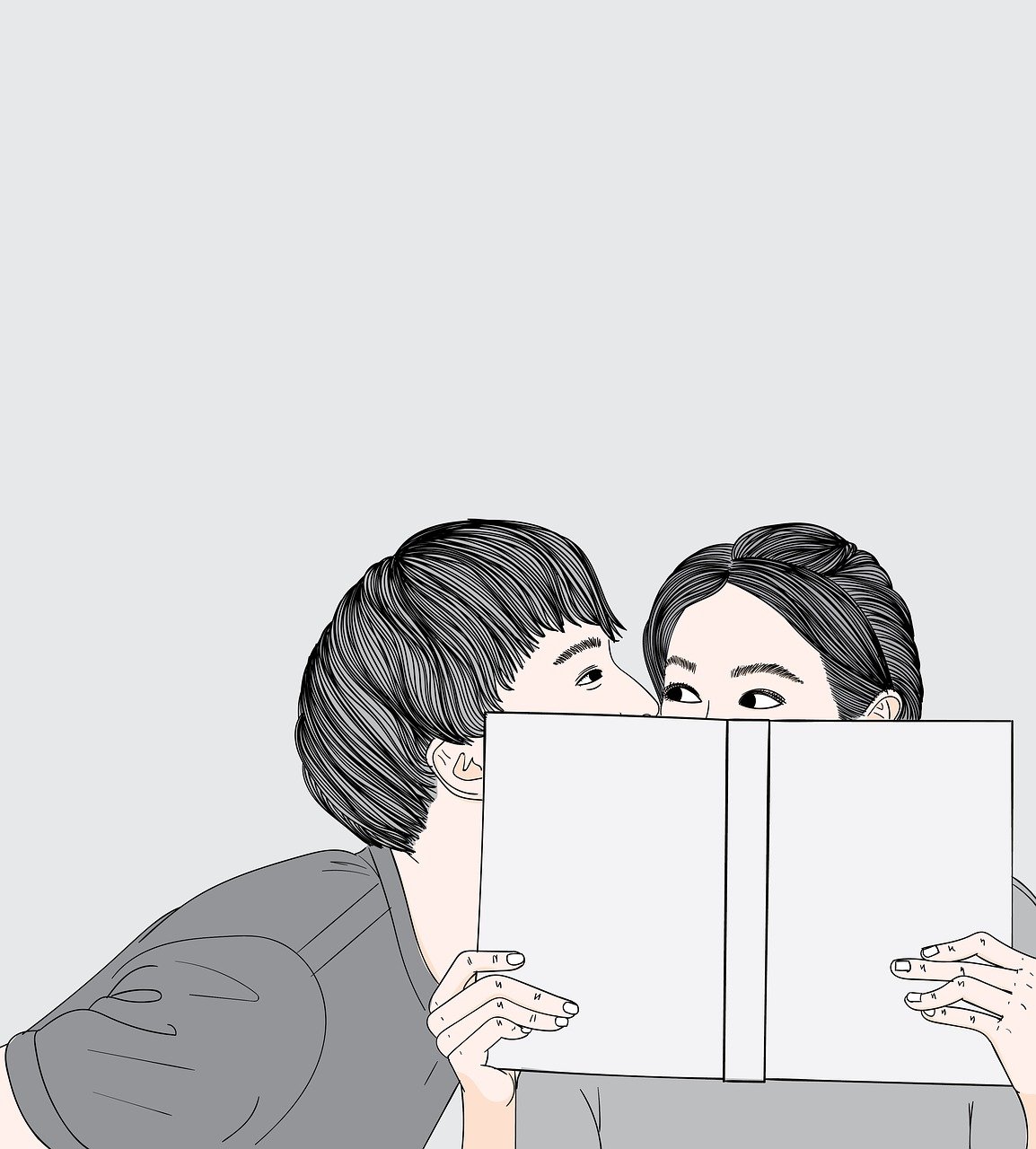 夫妇, 吻, 书