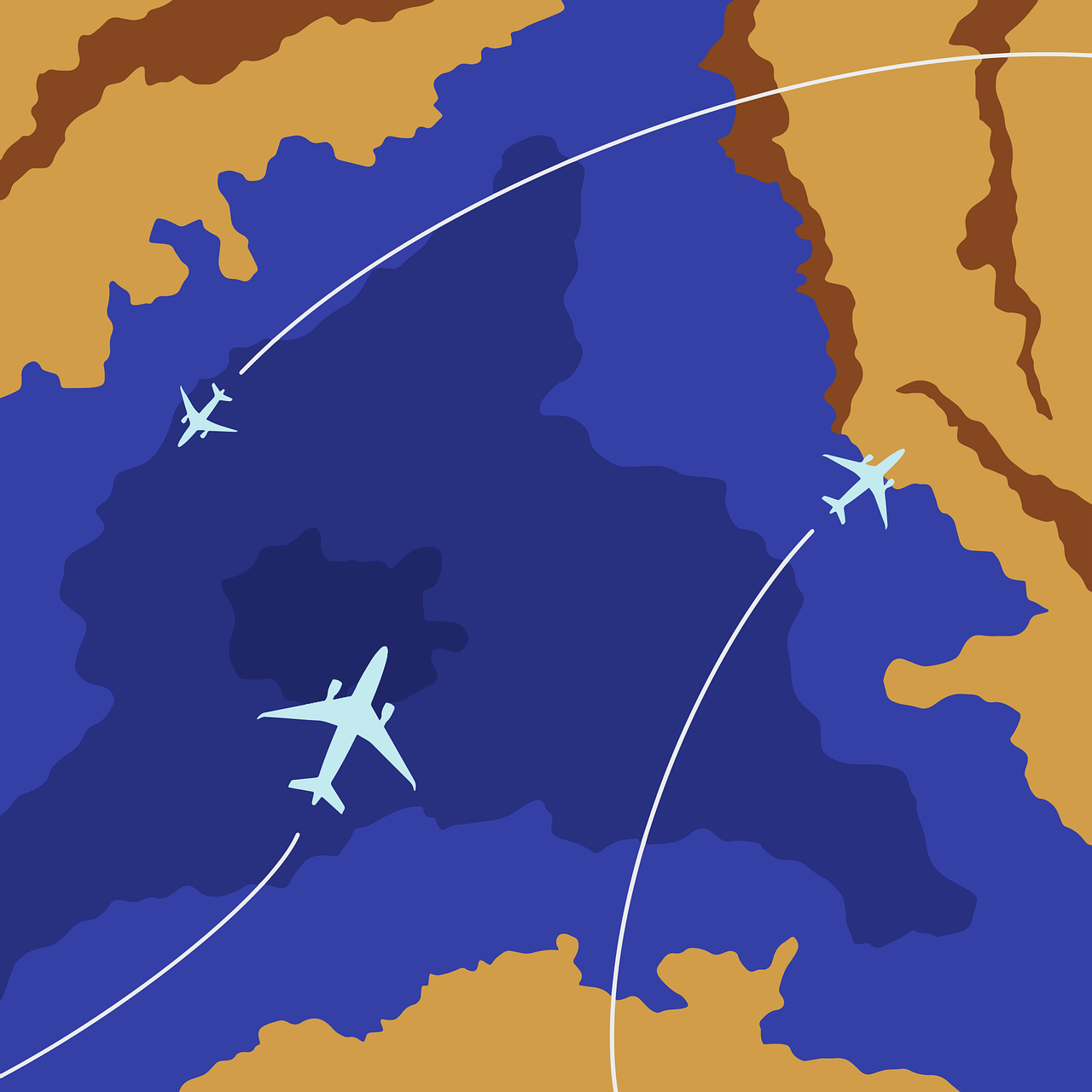 飞机, 地图, 位置