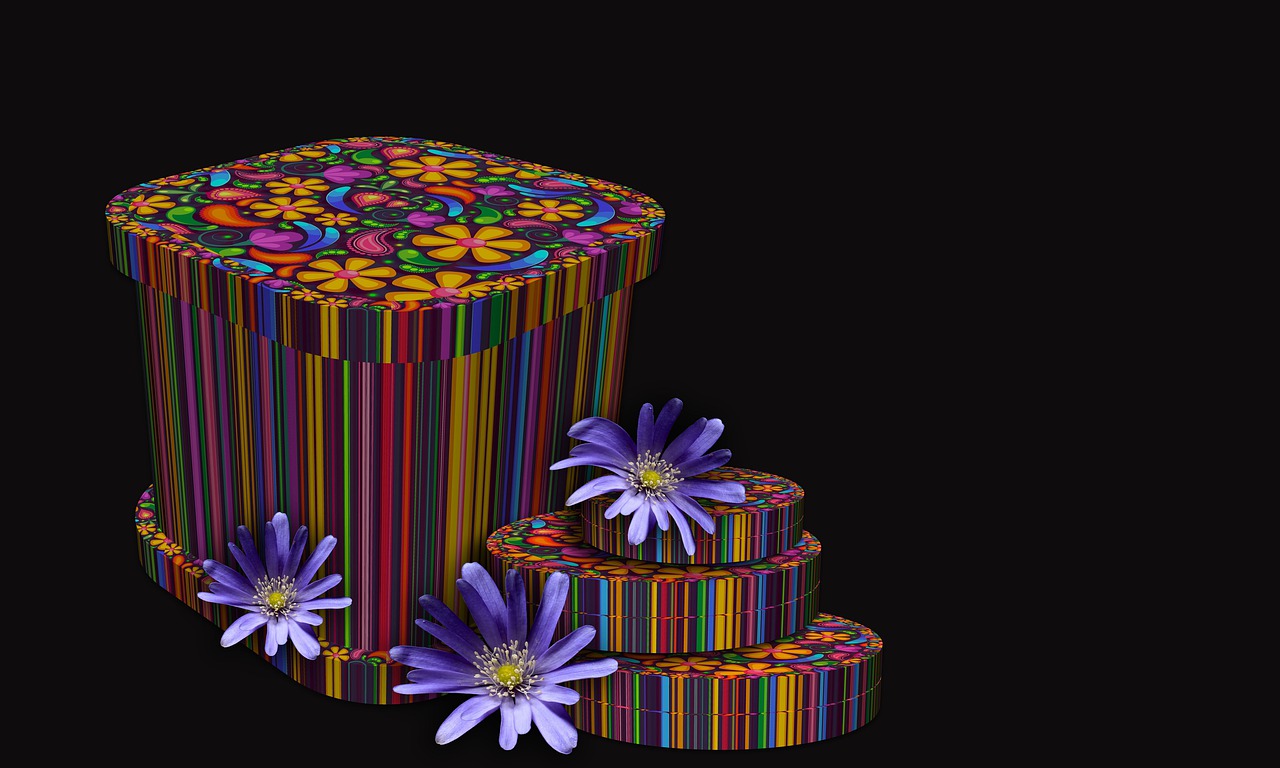 礼物, 盒, 鲜花