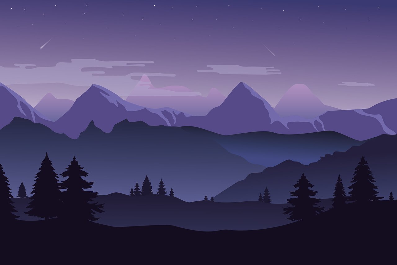 山, 景观, 夜