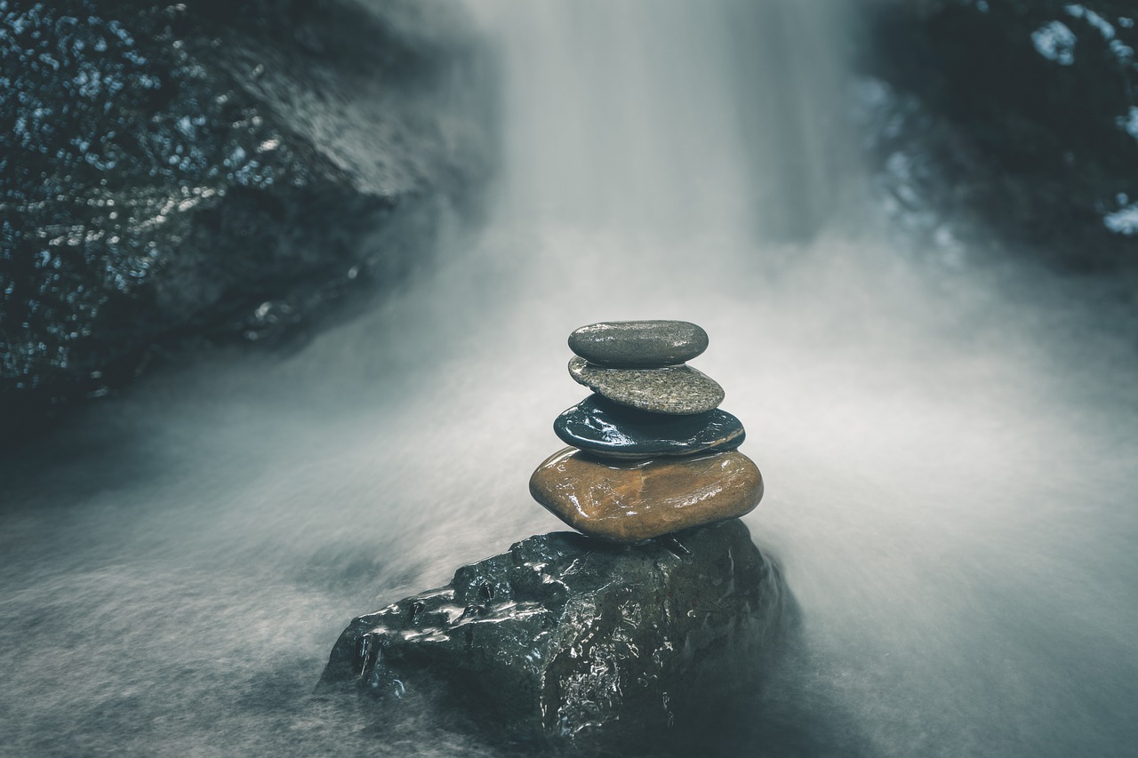 石头, 瀑布, 平衡