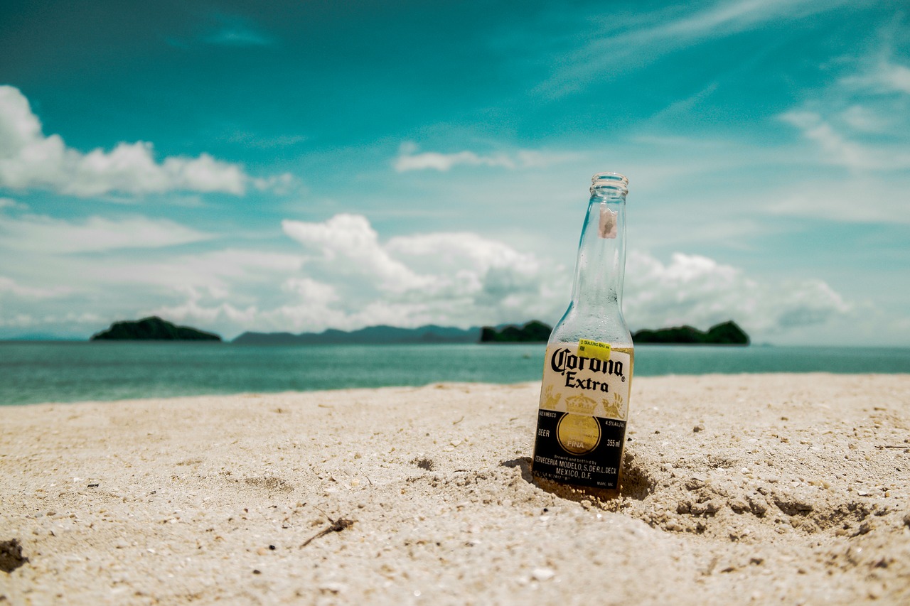 海滩, 啤酒, 瓶