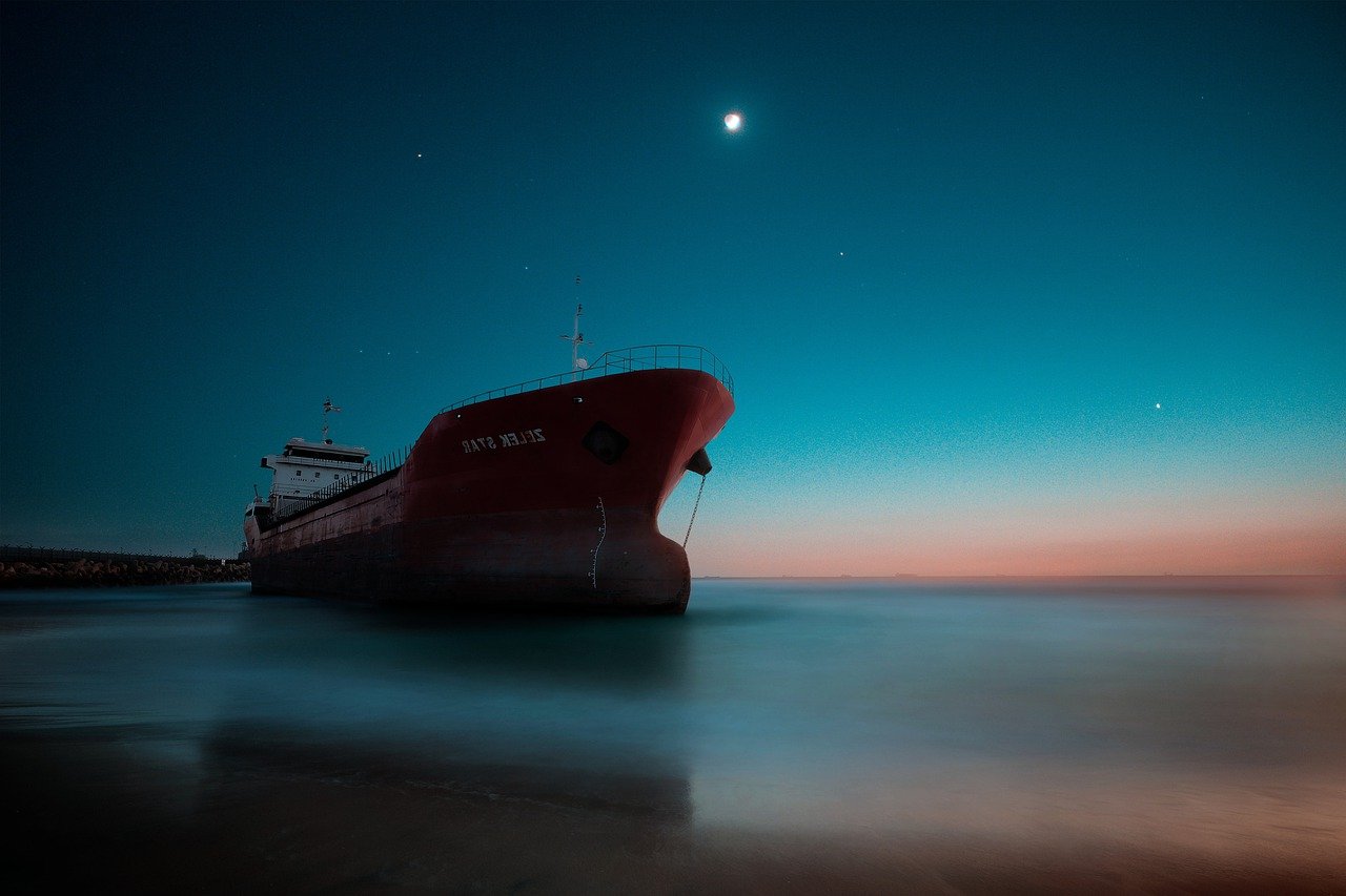 船舶, 海, 夜