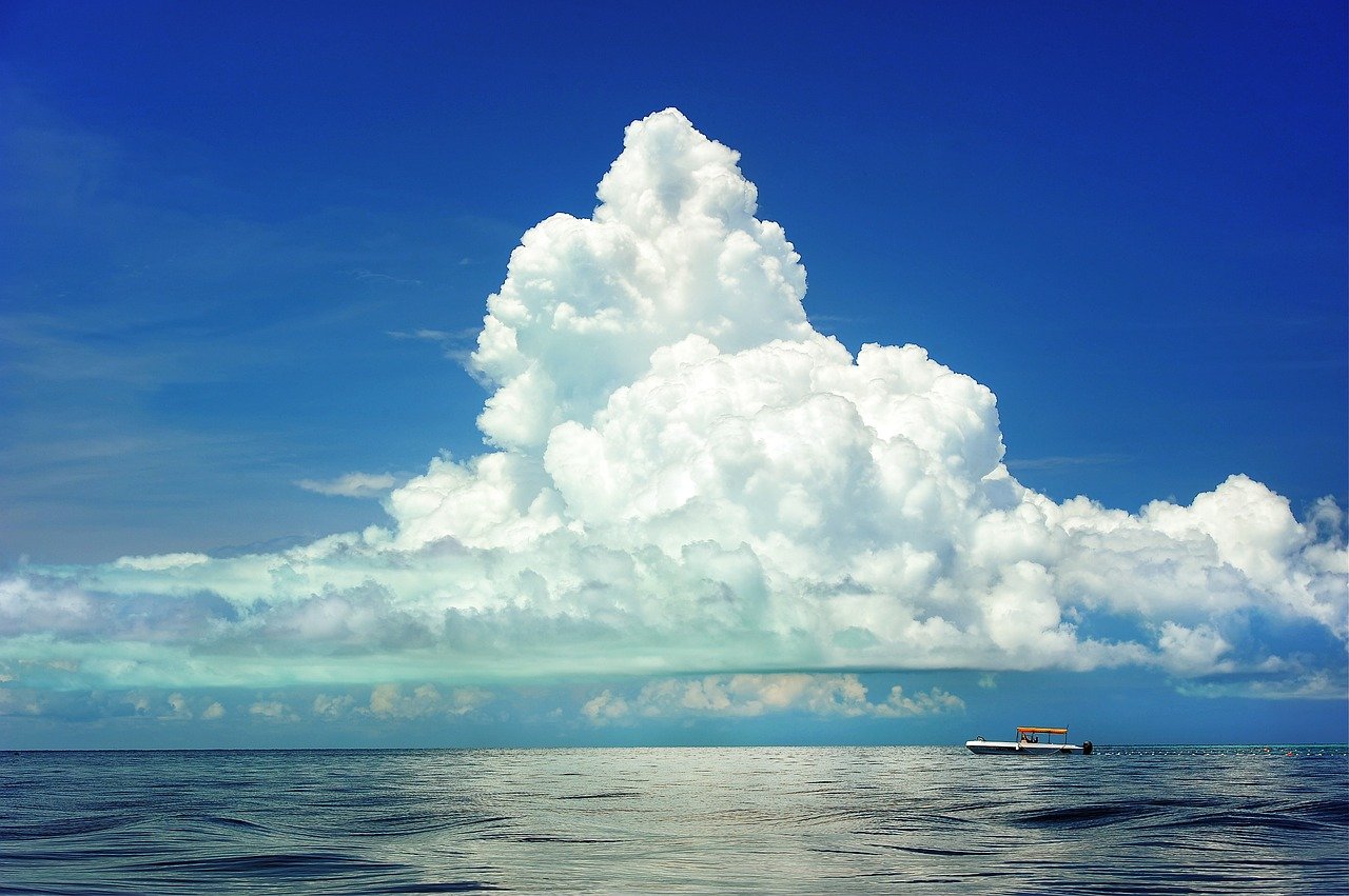 海, 地平线, 云