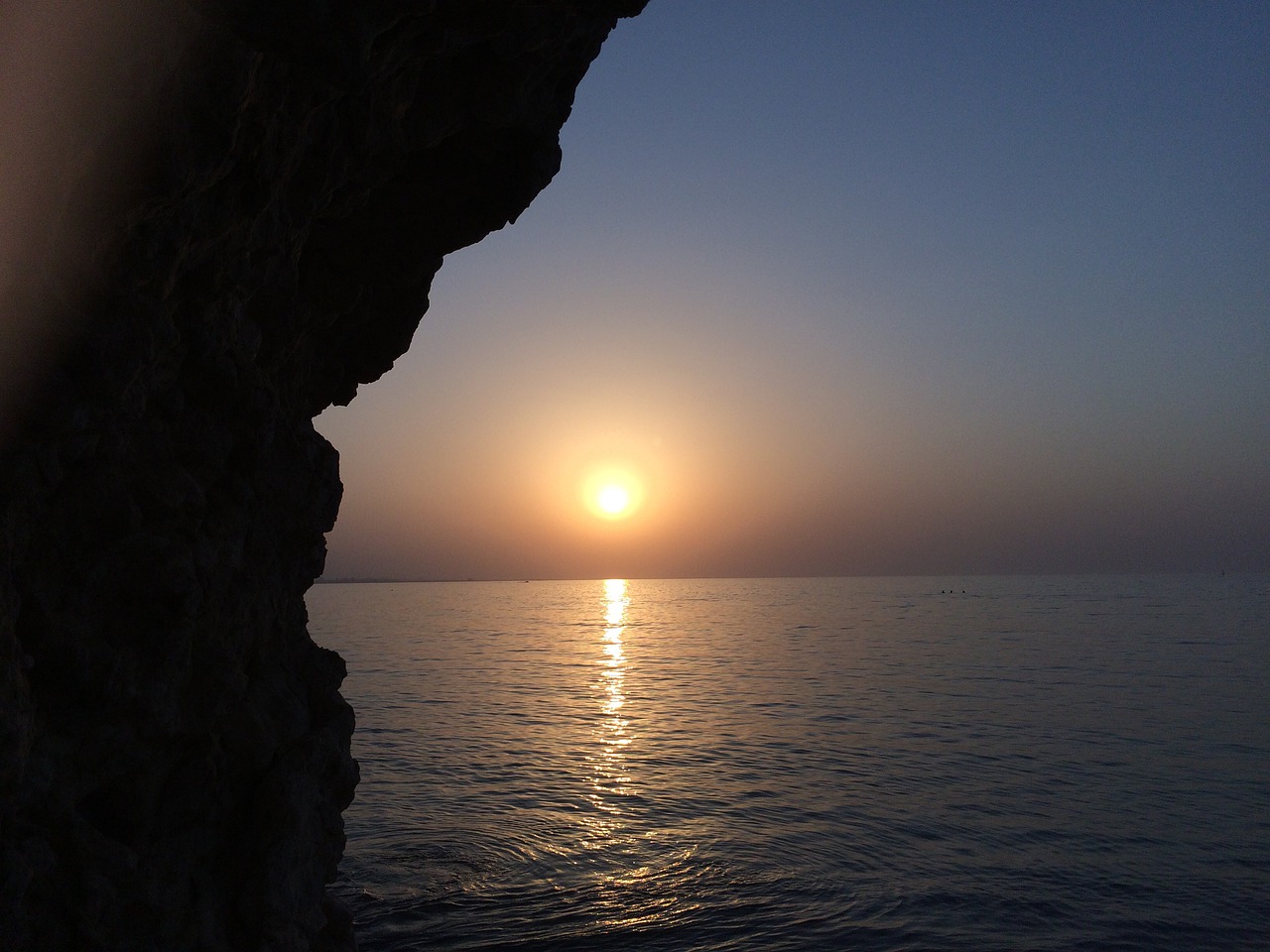 日落, 海, 悬崖