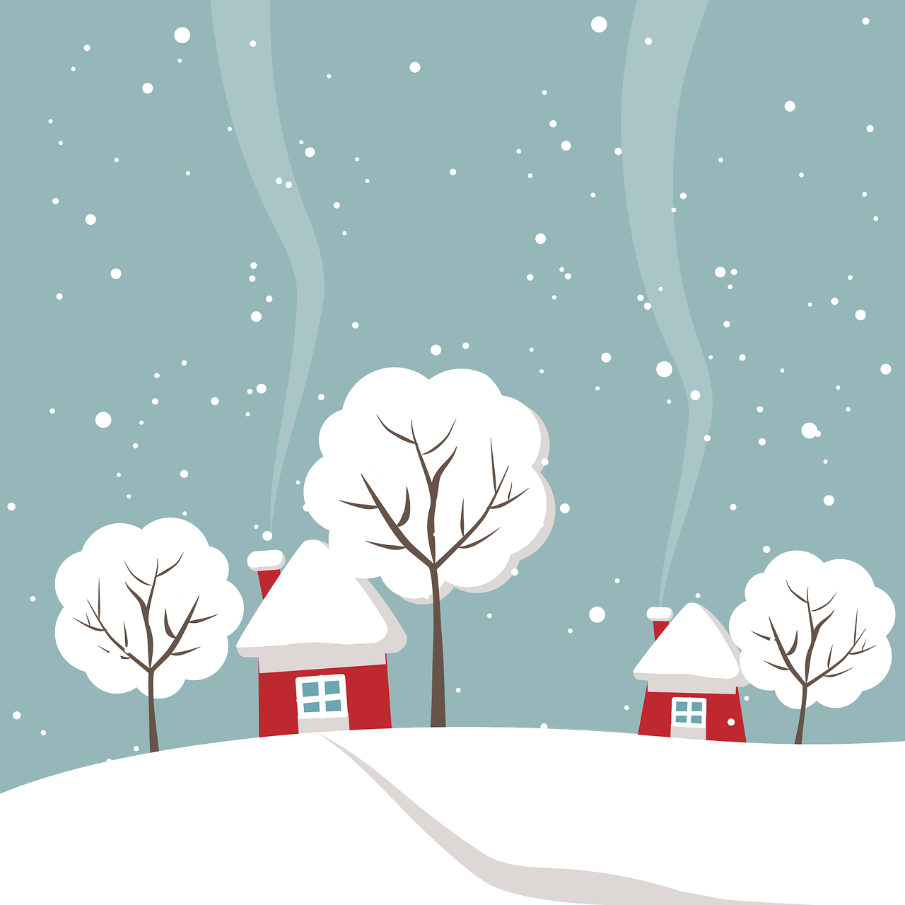 寒冬, 房子, 树