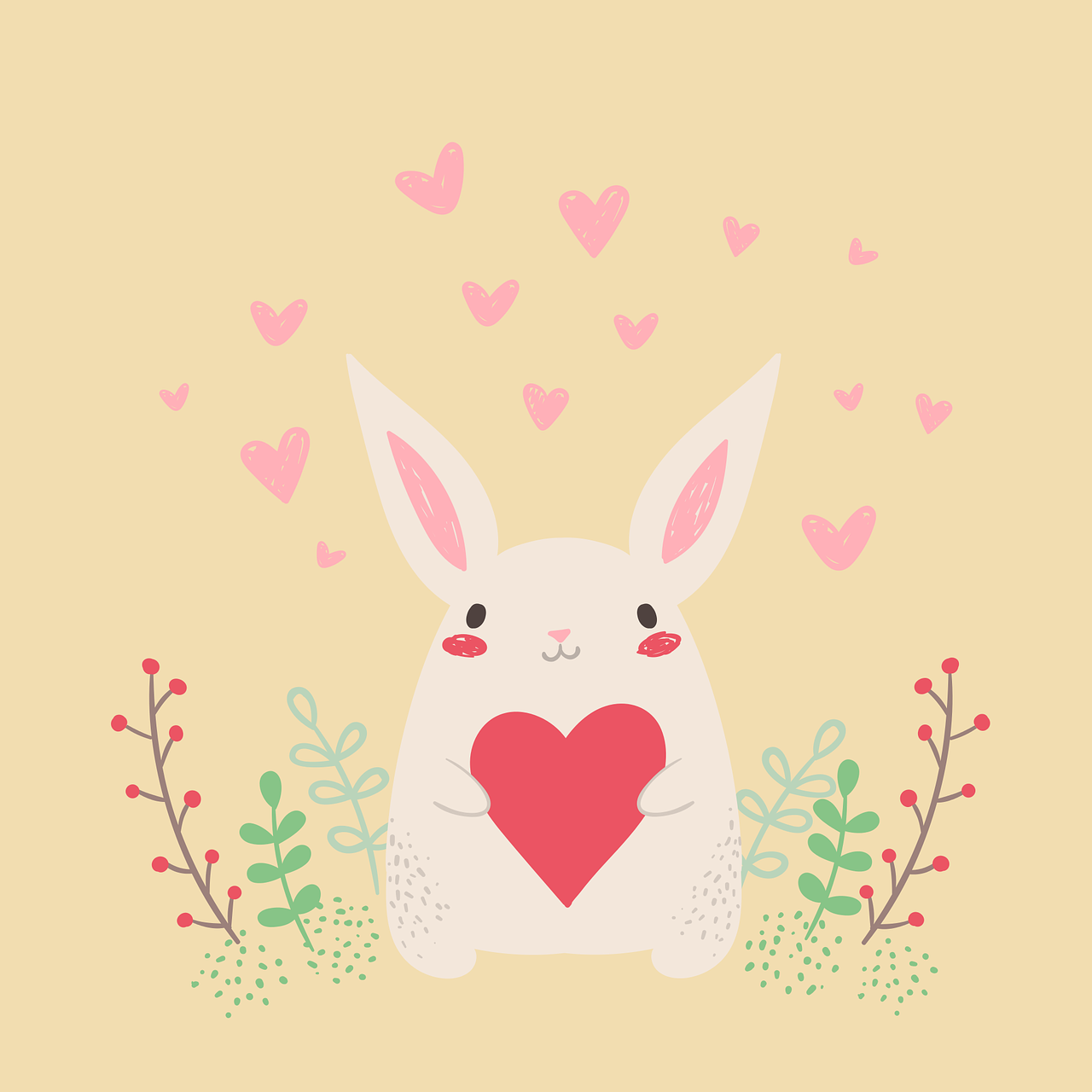 兔, 心, 可爱