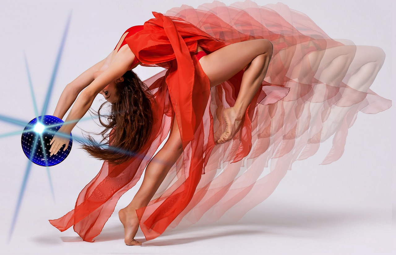 女子, 舞蹈家, 红色连衣裙