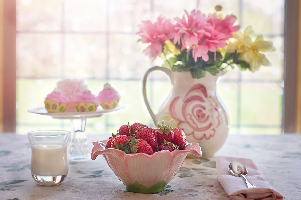 草莓, 碗, 夏天