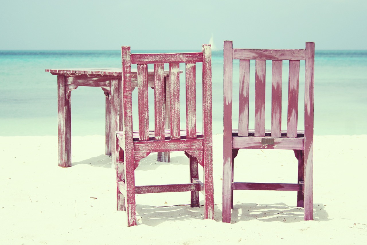 海滩, 椅子, 海
