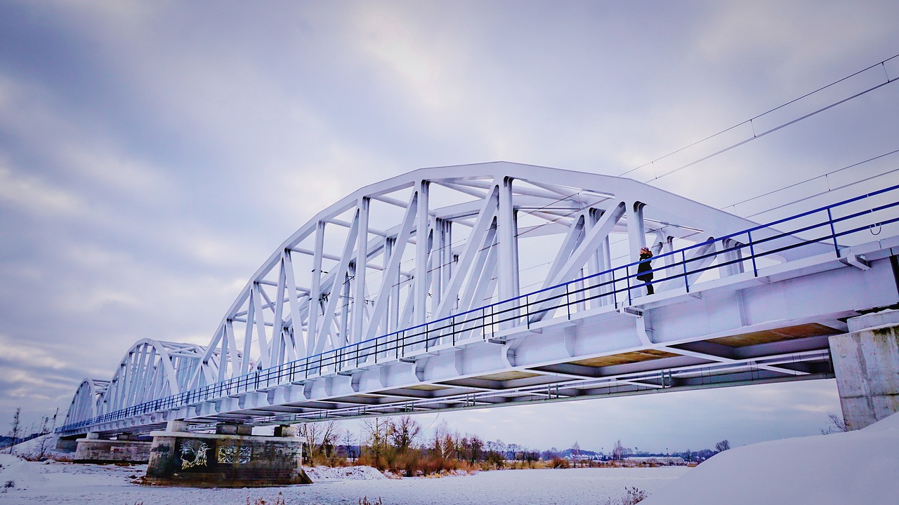 铁路桥梁, 冬天, 雪